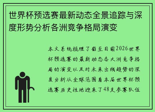 世界杯预选赛最新动态全景追踪与深度形势分析各洲竞争格局演变