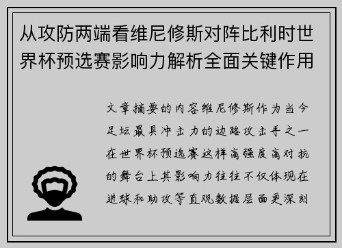 从攻防两端看维尼修斯对阵比利时世界杯预选赛影响力解析全面关键作用